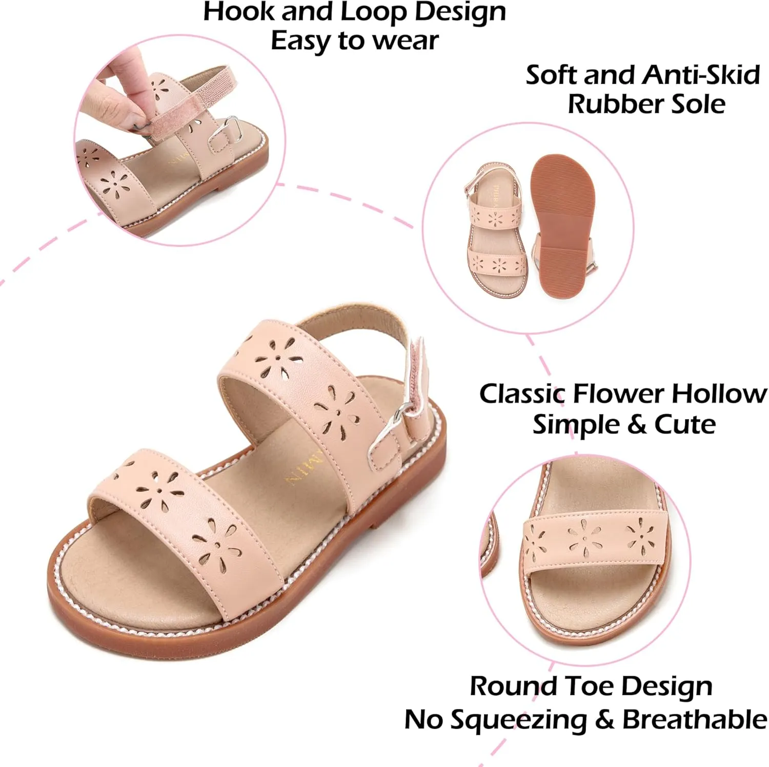 Toddler Girl Sandals - Flower Girl Dress Shoes Open Toe Little Kid Summer Flats