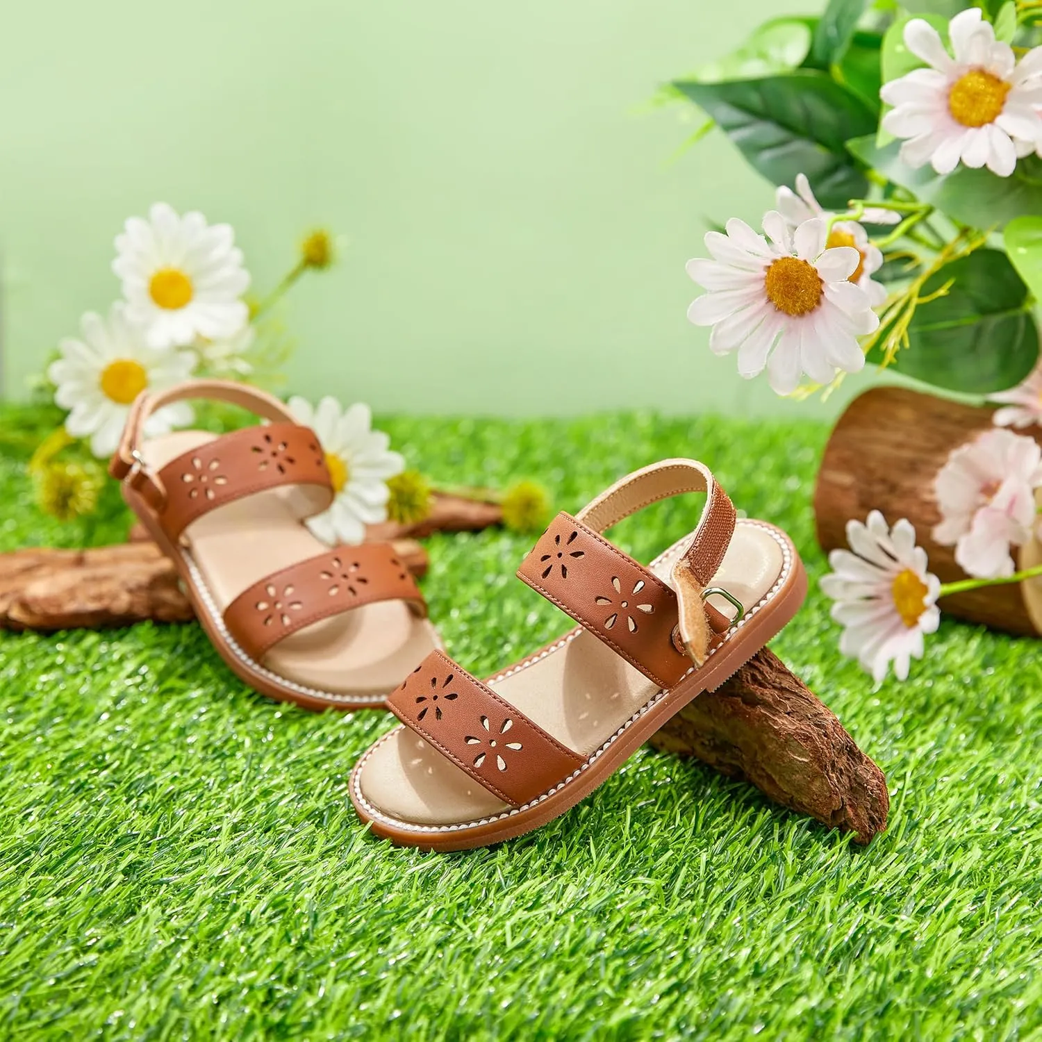 Toddler Girl Sandals - Flower Girl Dress Shoes Open Toe Little Kid Summer Flats