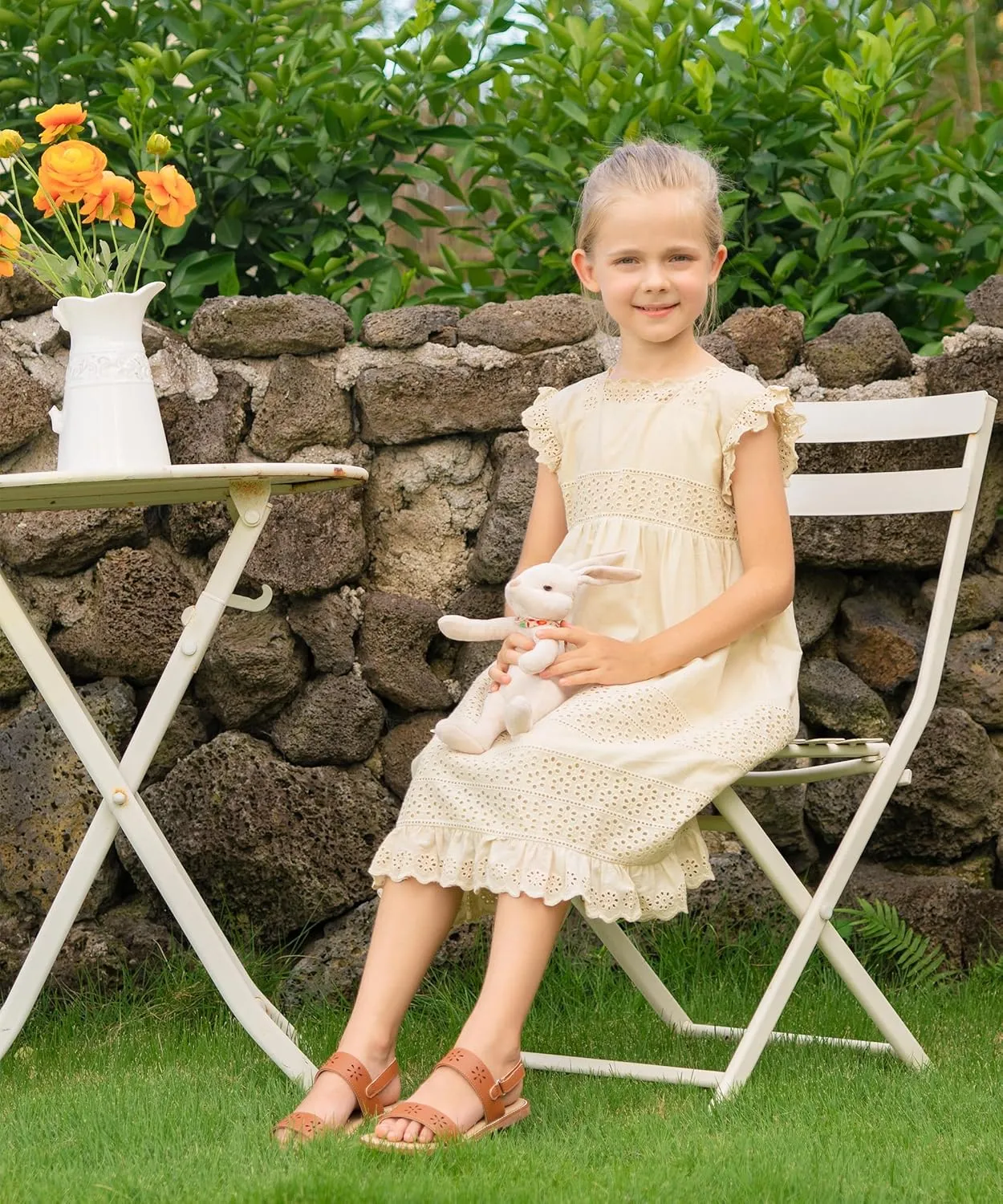 Toddler Girl Sandals - Flower Girl Dress Shoes Open Toe Little Kid Summer Flats