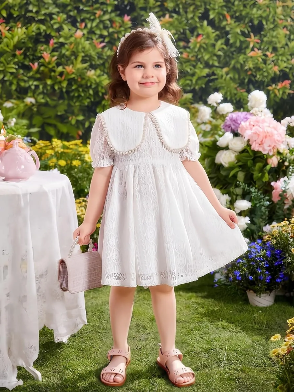 Toddler Girl Sandals - Flower Girl Dress Shoes Open Toe Little Kid Summer Flats
