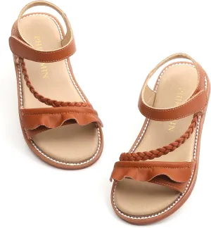 Toddler Girl Sandals - Flower Girl Dress Shoes Open Toe Little Kid Summer Flats