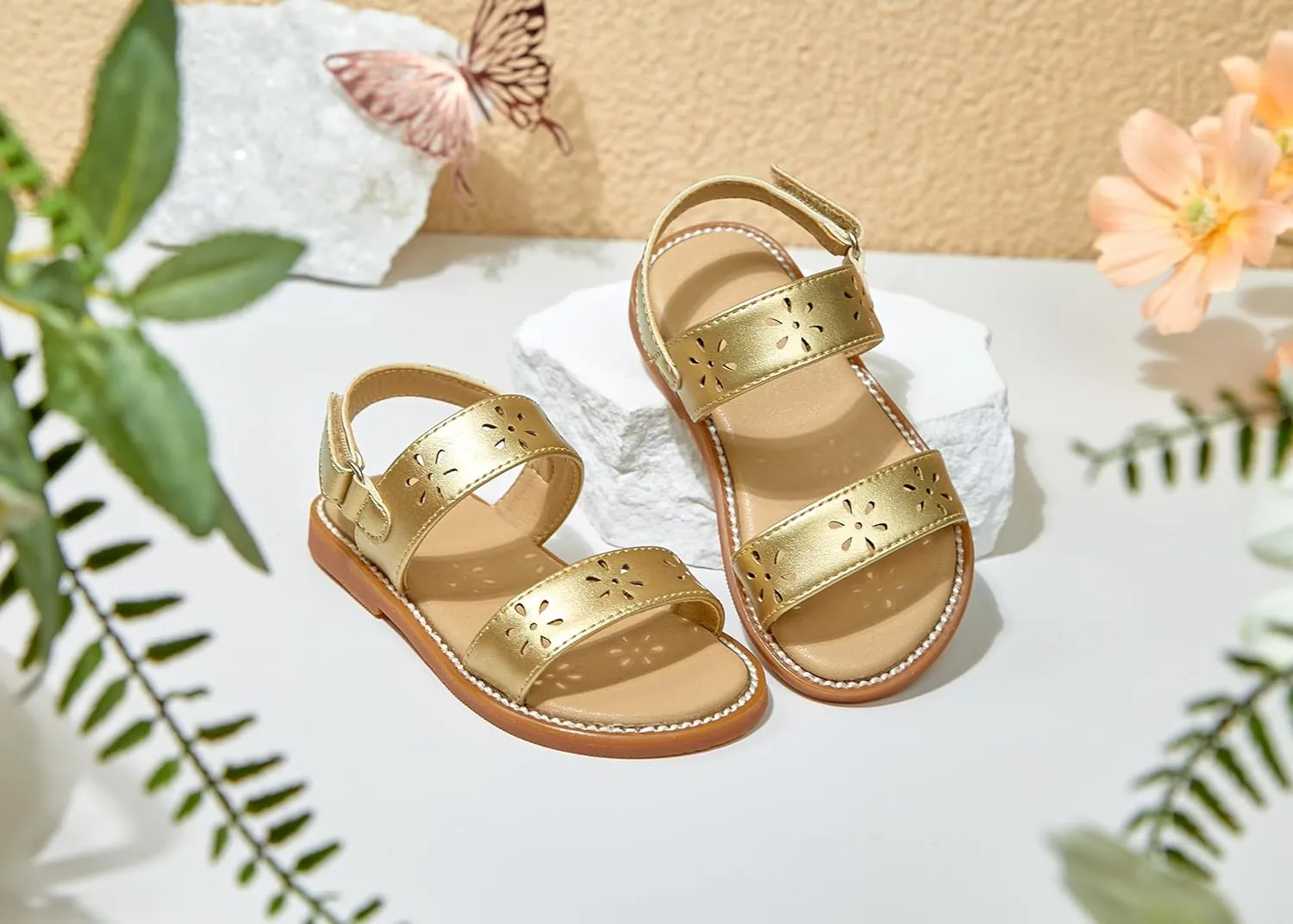 Toddler Girl Sandals - Flower Girl Dress Shoes Open Toe Little Kid Summer Flats