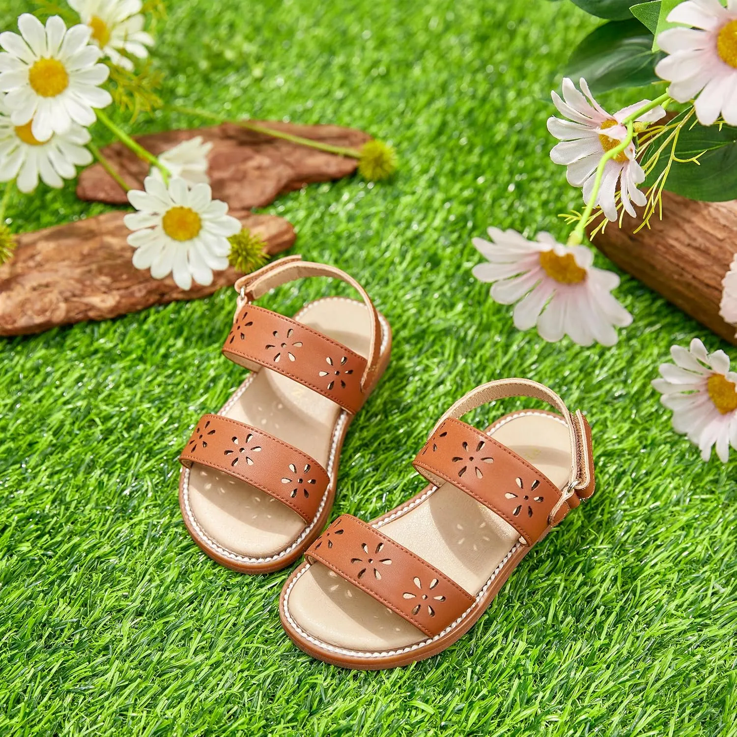 Toddler Girl Sandals - Flower Girl Dress Shoes Open Toe Little Kid Summer Flats
