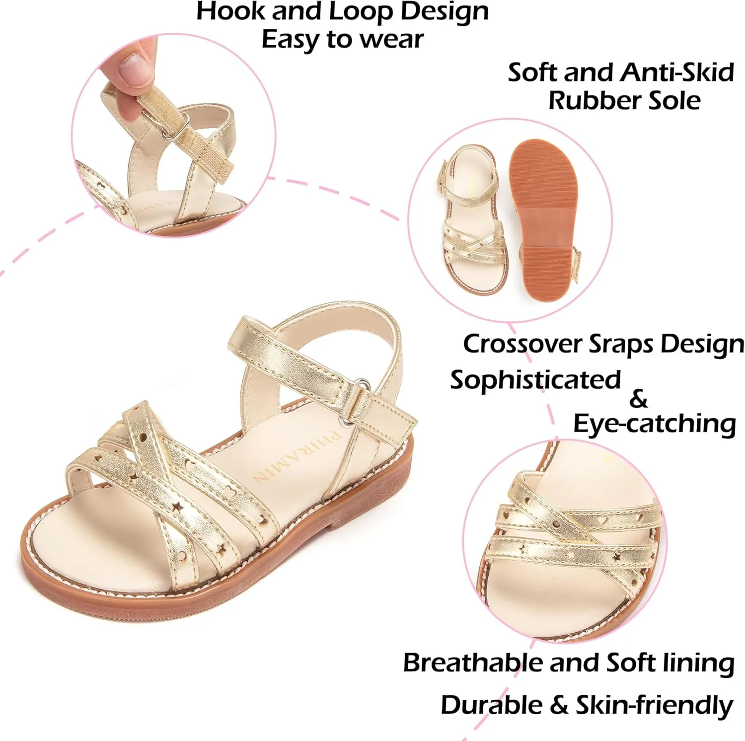 Toddler Girl Sandals - Flower Girl Dress Shoes Open Toe Little Kid Summer Flats