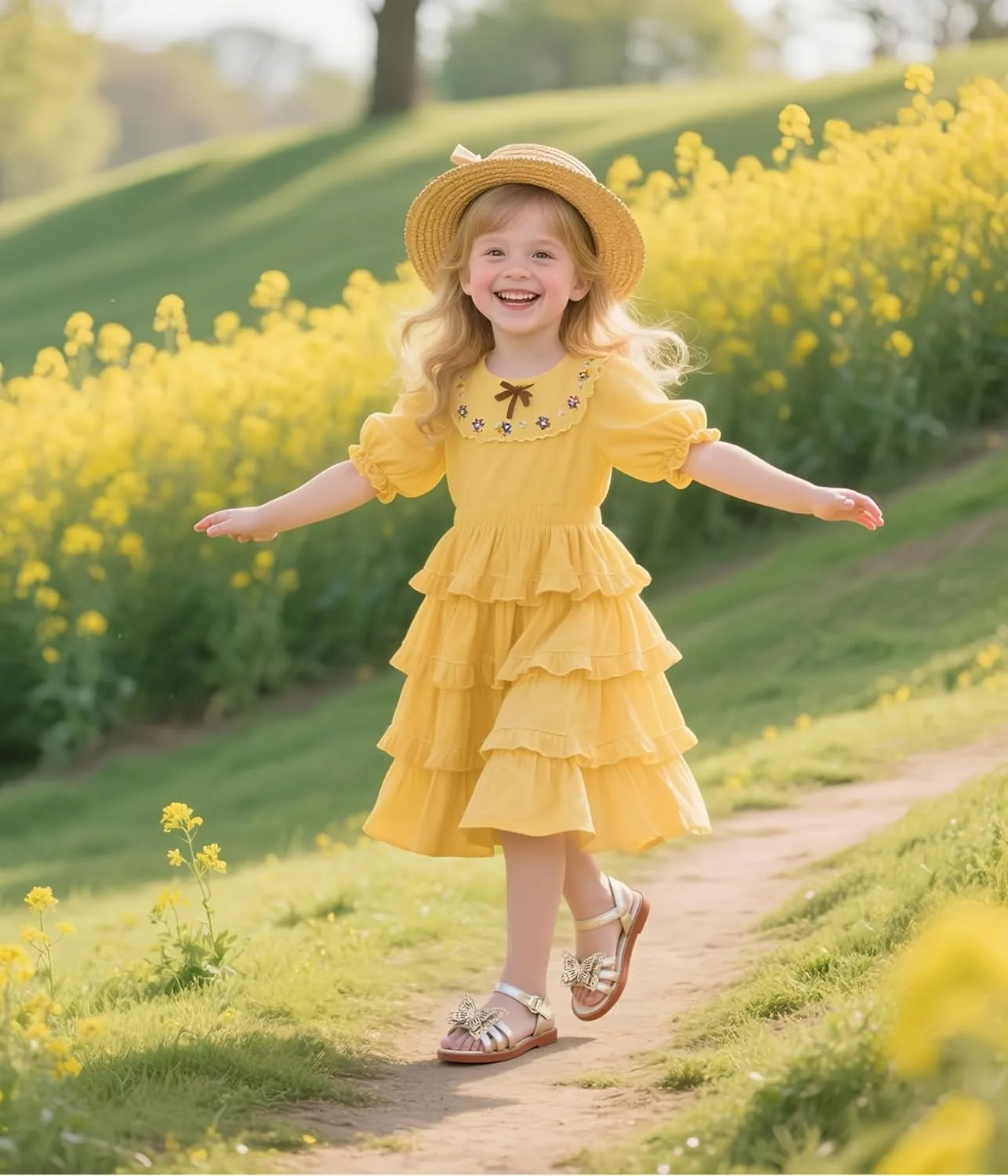 Toddler Girl Sandals - Flower Girl Dress Shoes Open Toe Little Kid Summer Flats