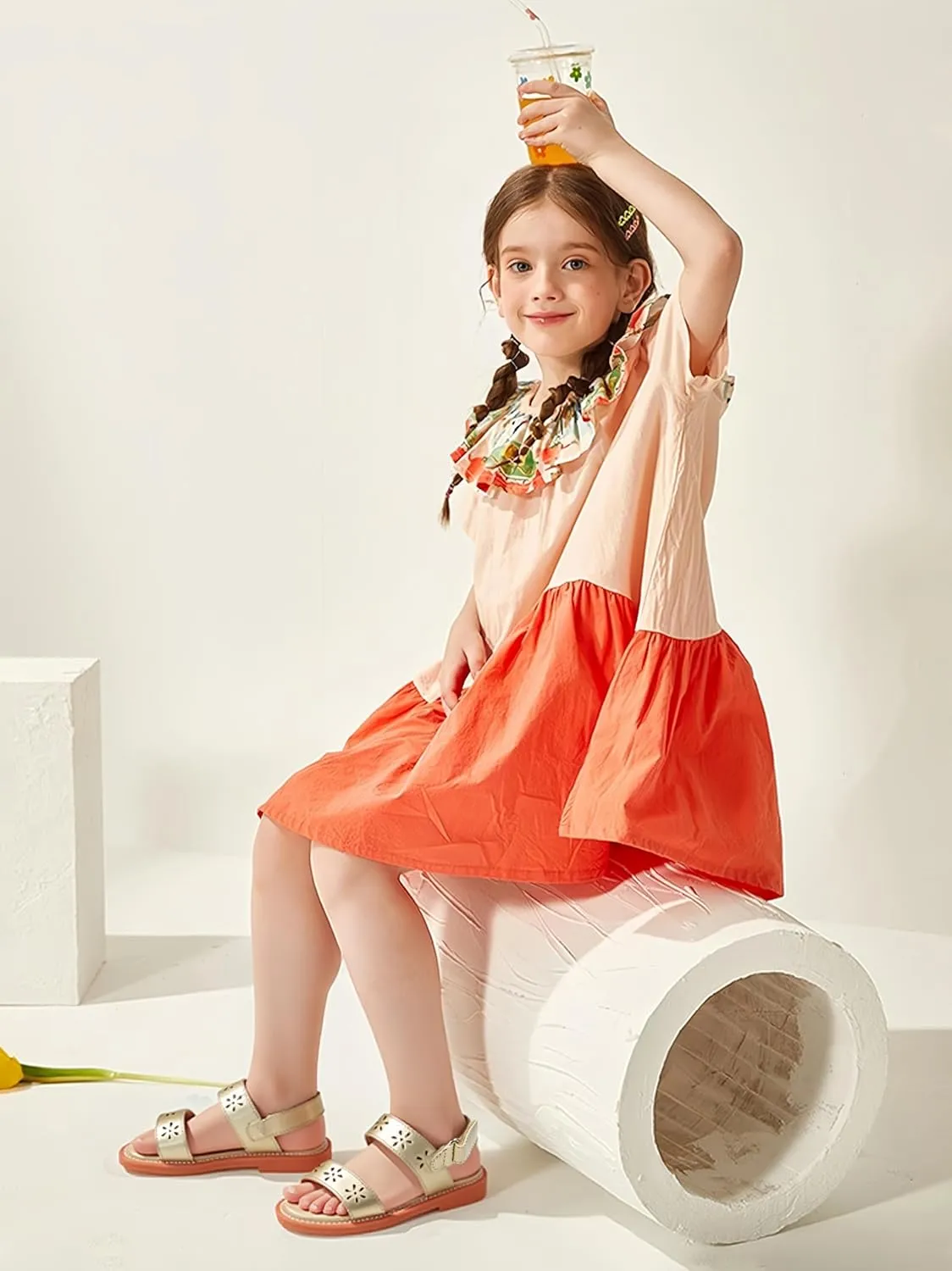 Toddler Girl Sandals - Flower Girl Dress Shoes Open Toe Little Kid Summer Flats