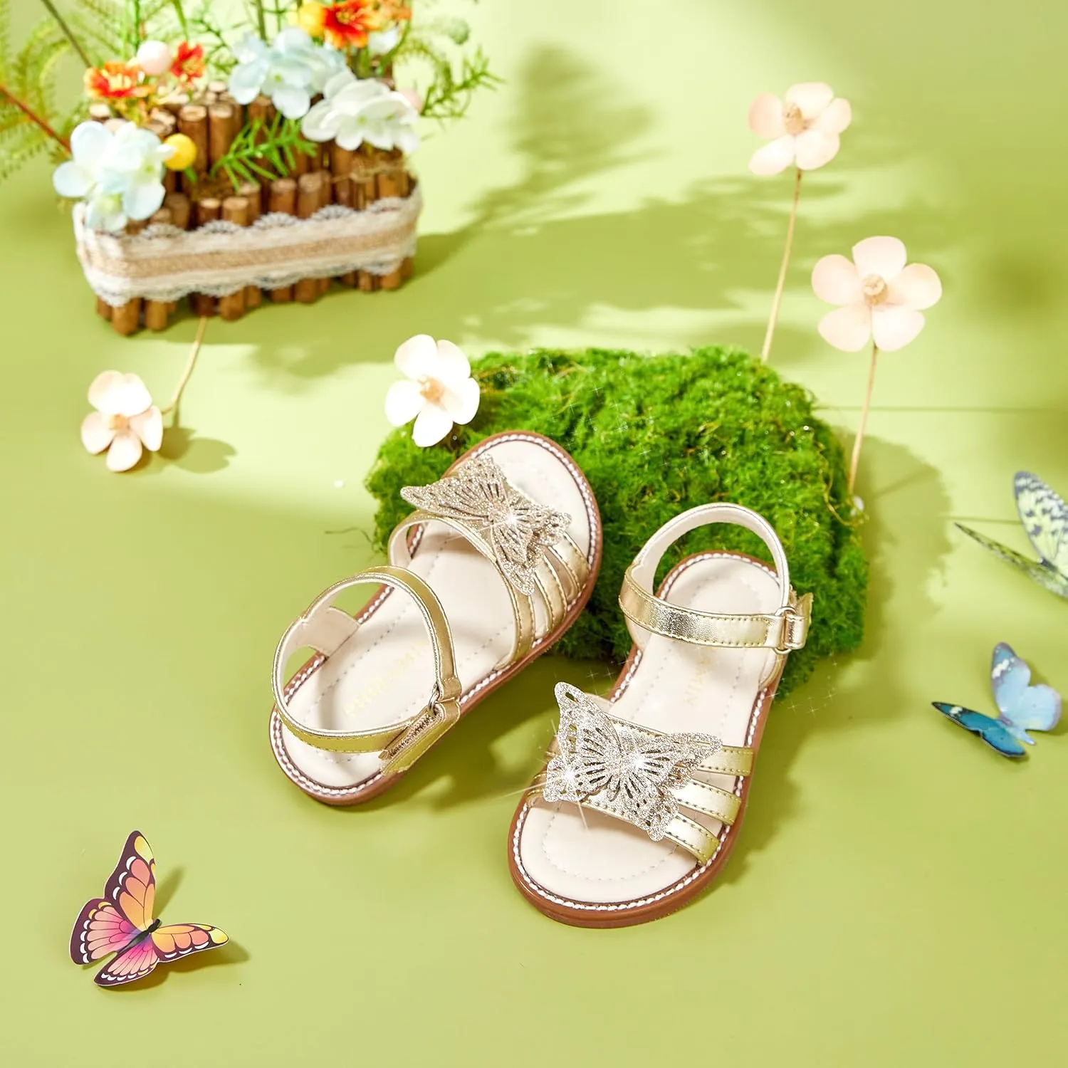 Toddler Girl Sandals - Flower Girl Dress Shoes Open Toe Little Kid Summer Flats