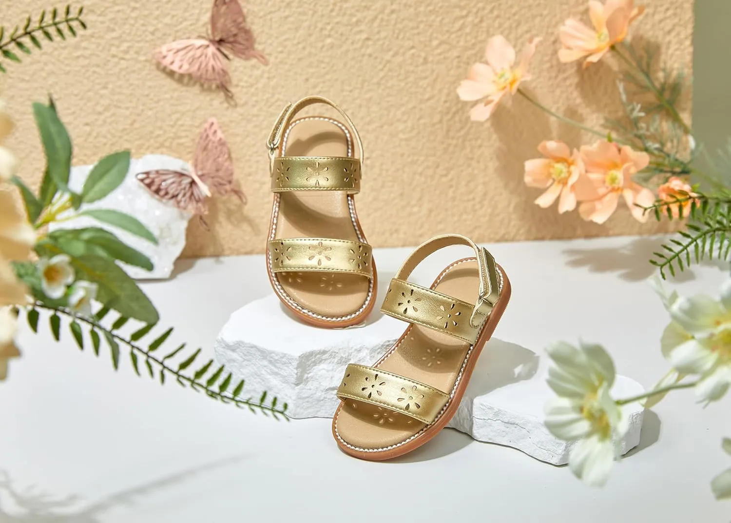 Toddler Girl Sandals - Flower Girl Dress Shoes Open Toe Little Kid Summer Flats