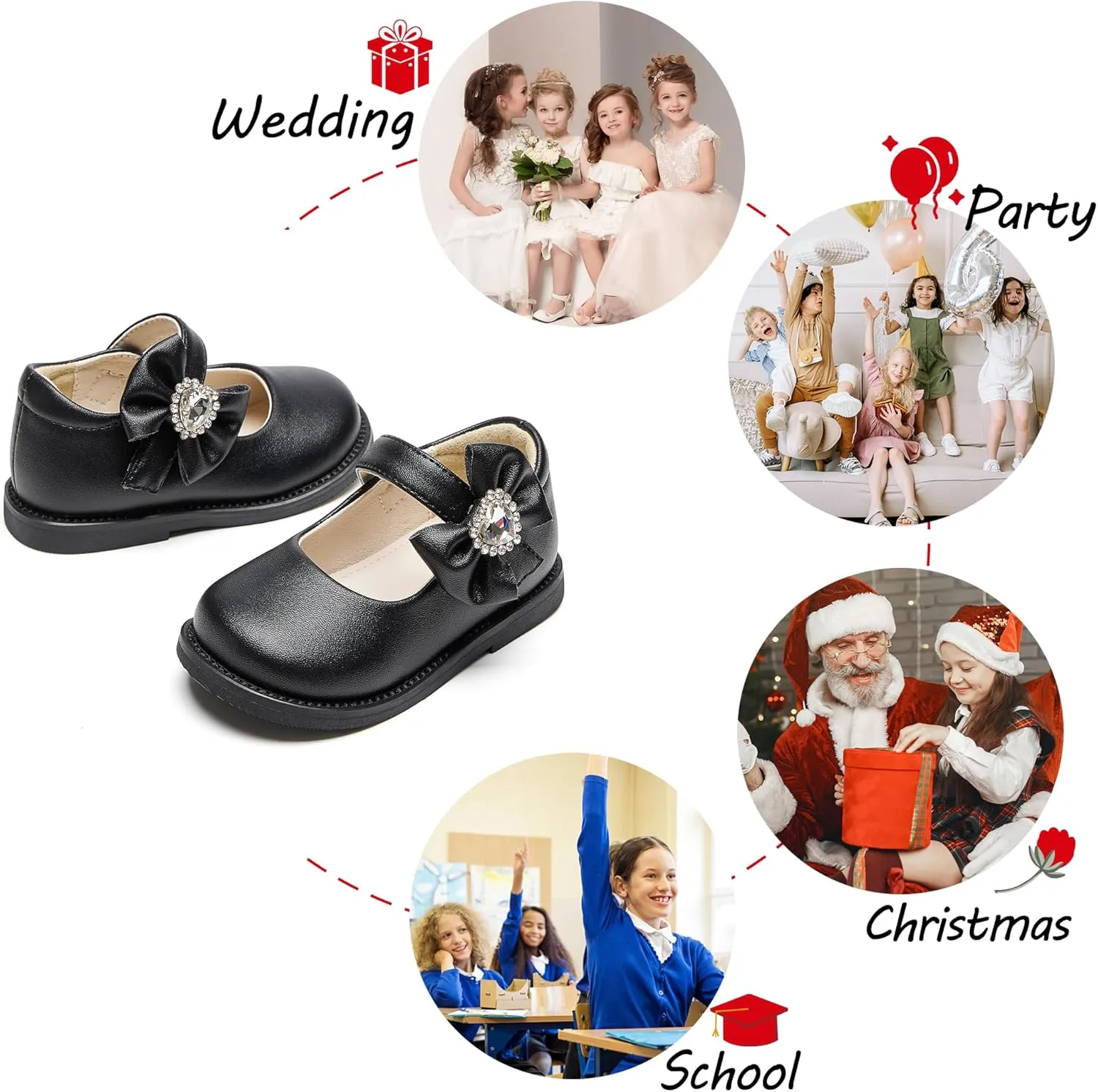 Toddler Girls Mary Jane Flats Oxford Dress Shoes-Little Girls School Shoes Uniform Wedding