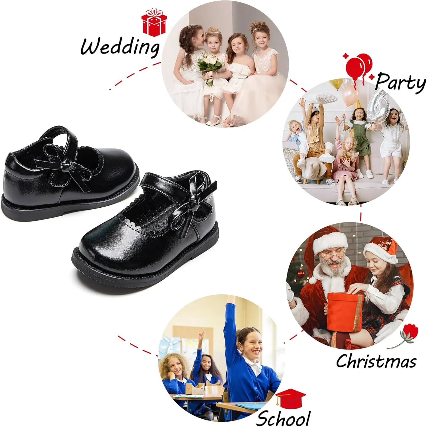 Toddler Girls Mary Jane Flats Oxford Dress Shoes-Little Girls School Shoes Uniform Wedding