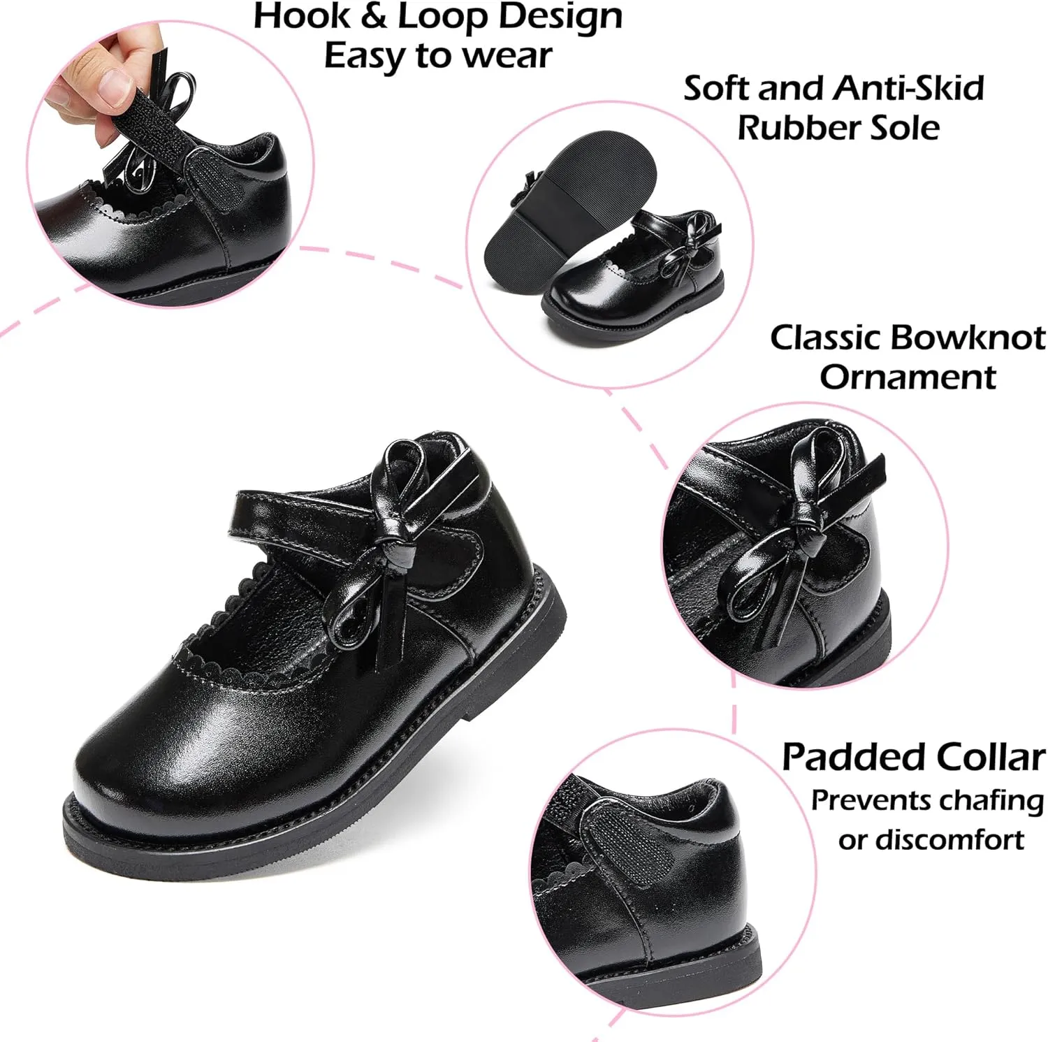 Toddler Girls Mary Jane Flats Oxford Dress Shoes-Little Girls School Shoes Uniform Wedding
