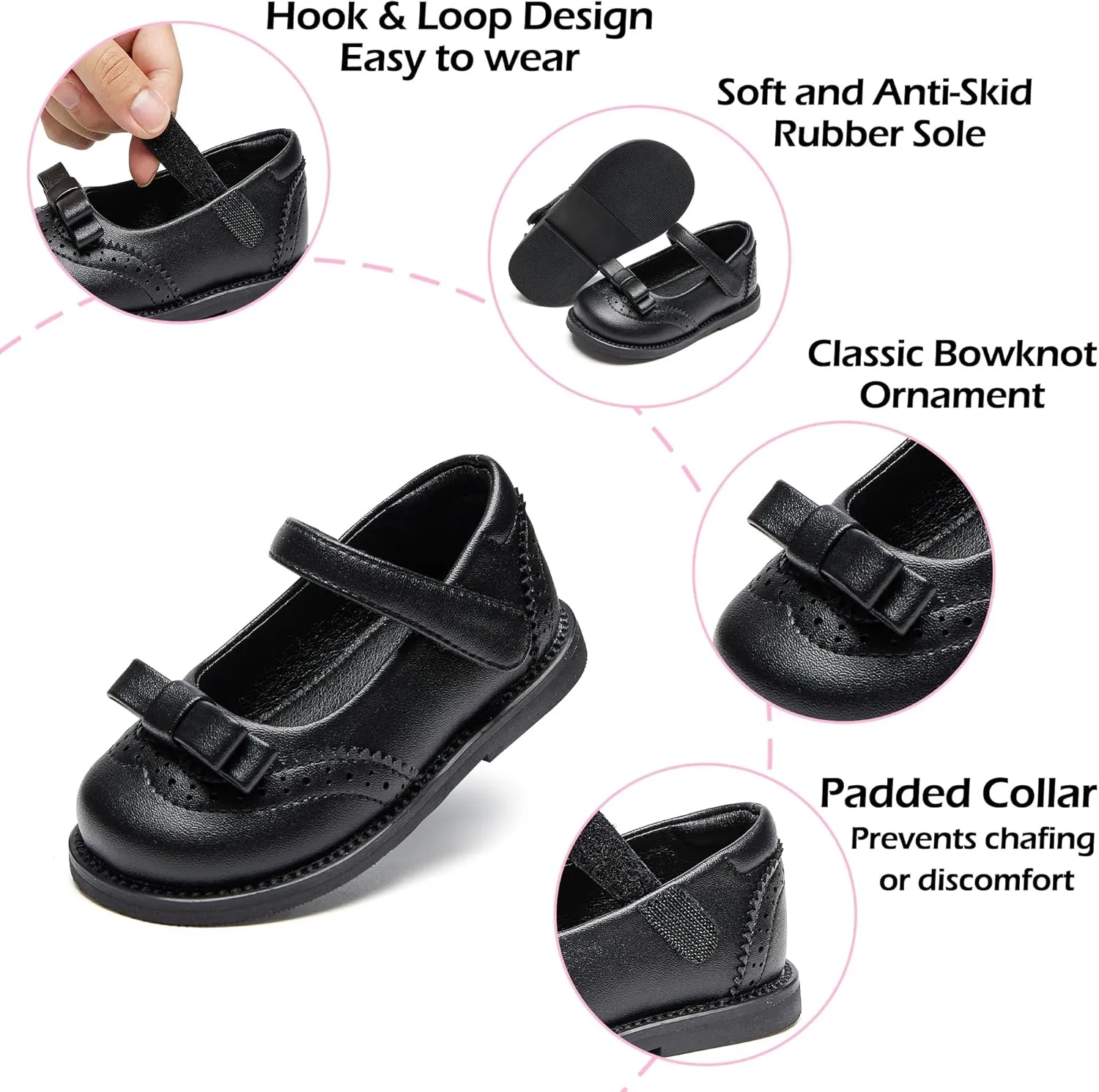 Toddler Girls Mary Jane Flats Oxford Dress Shoes-Little Girls School Shoes Uniform Wedding