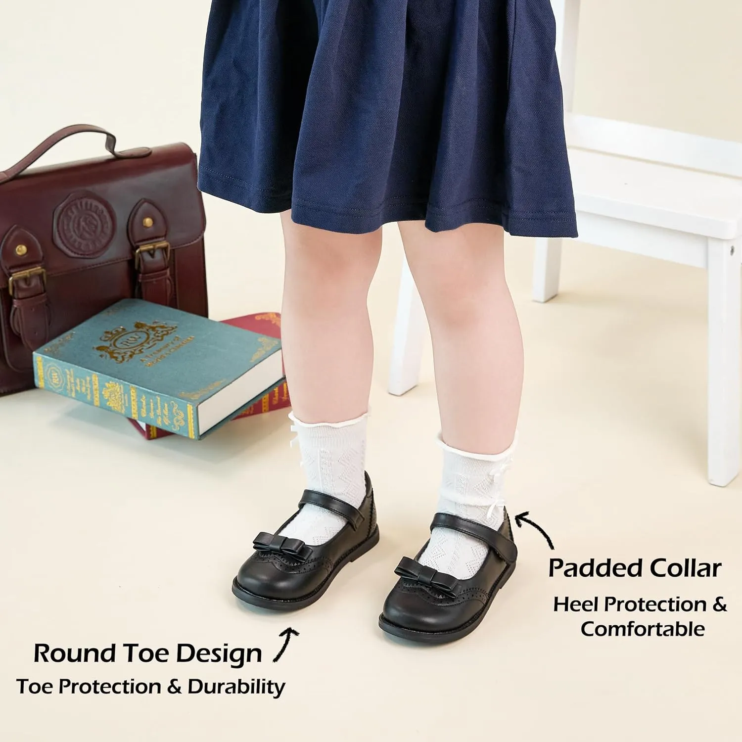 Toddler Girls Mary Jane Flats Oxford Dress Shoes-Little Girls School Shoes Uniform Wedding
