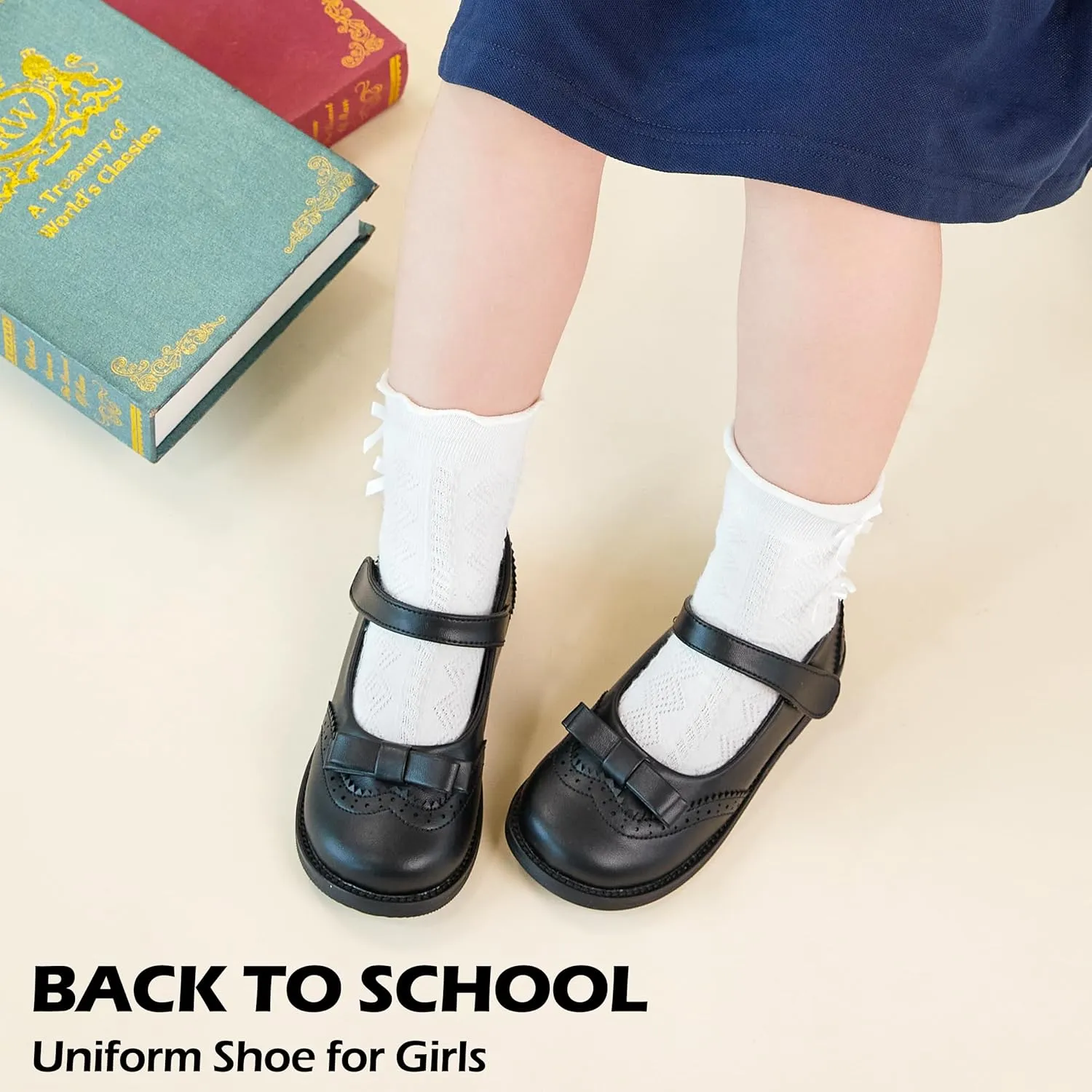 Toddler Girls Mary Jane Flats Oxford Dress Shoes-Little Girls School Shoes Uniform Wedding