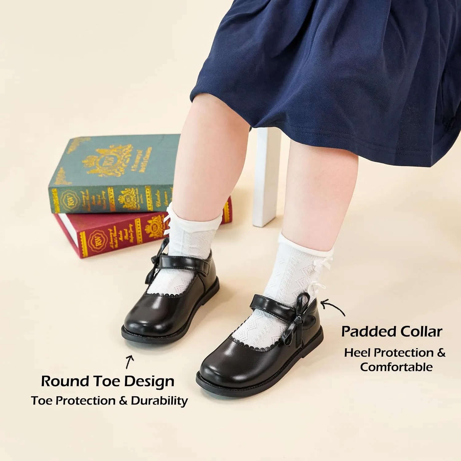 Toddler Girls Mary Jane Flats Oxford Dress Shoes-Little Girls School Shoes Uniform Wedding