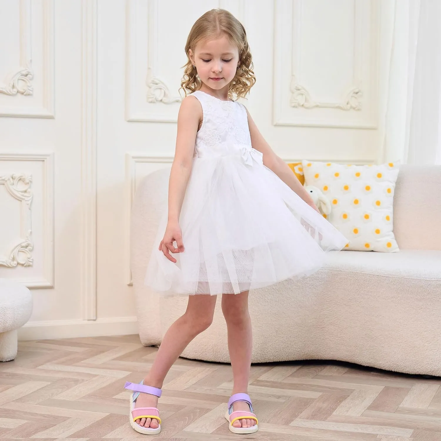 Toddler Girls Sandals Open Toe Summer Kids Sandals with Adjustable Ankle Strap for Toddler and Little Kids