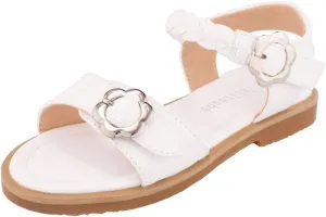Toddler Little Girls Open Toe Fashion Princess Dress Sandals Metal Flower Buckle Decoration Summer Flat Sandas