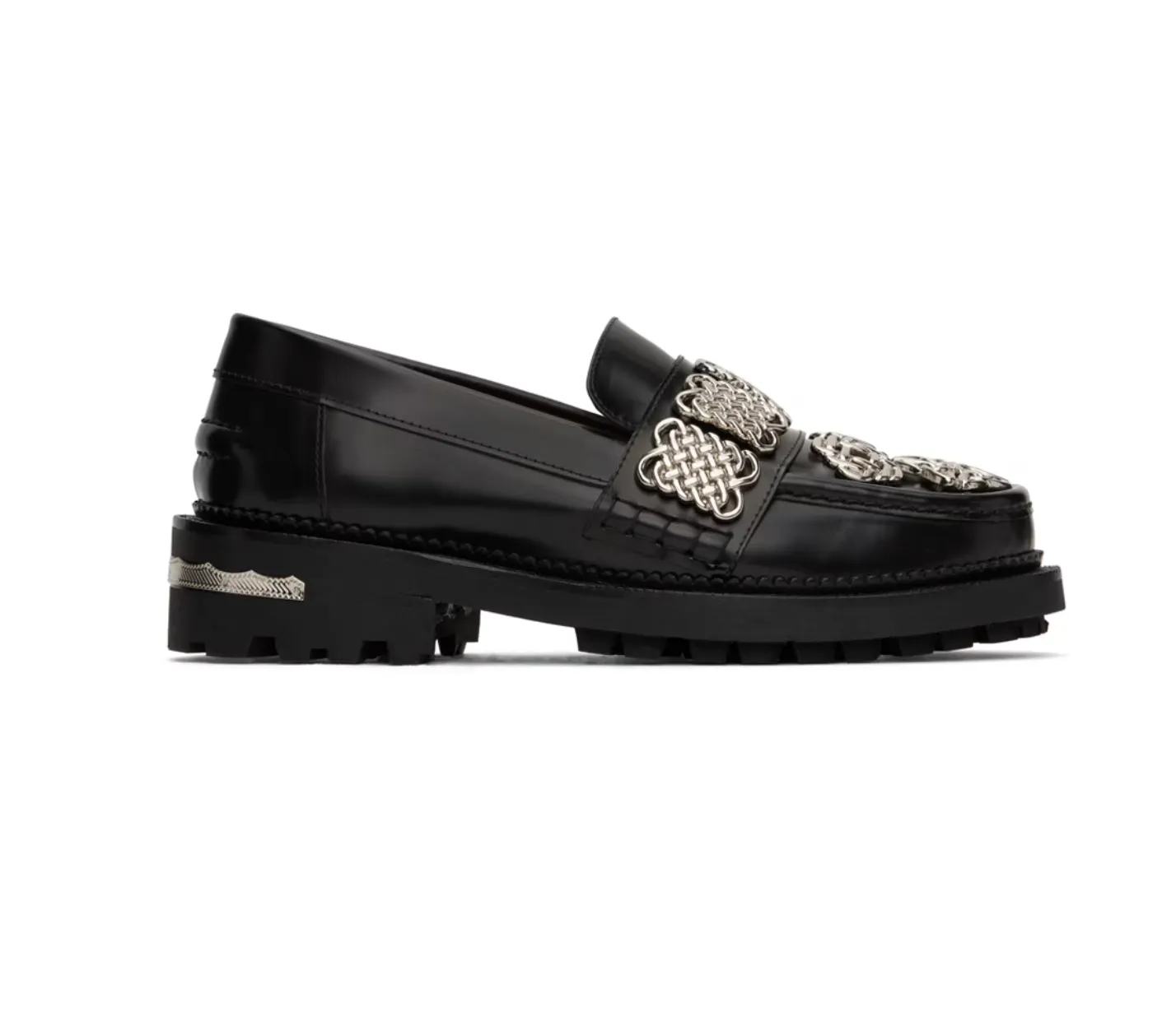 Toga Pulla Exclusive Black Embellished Loafers