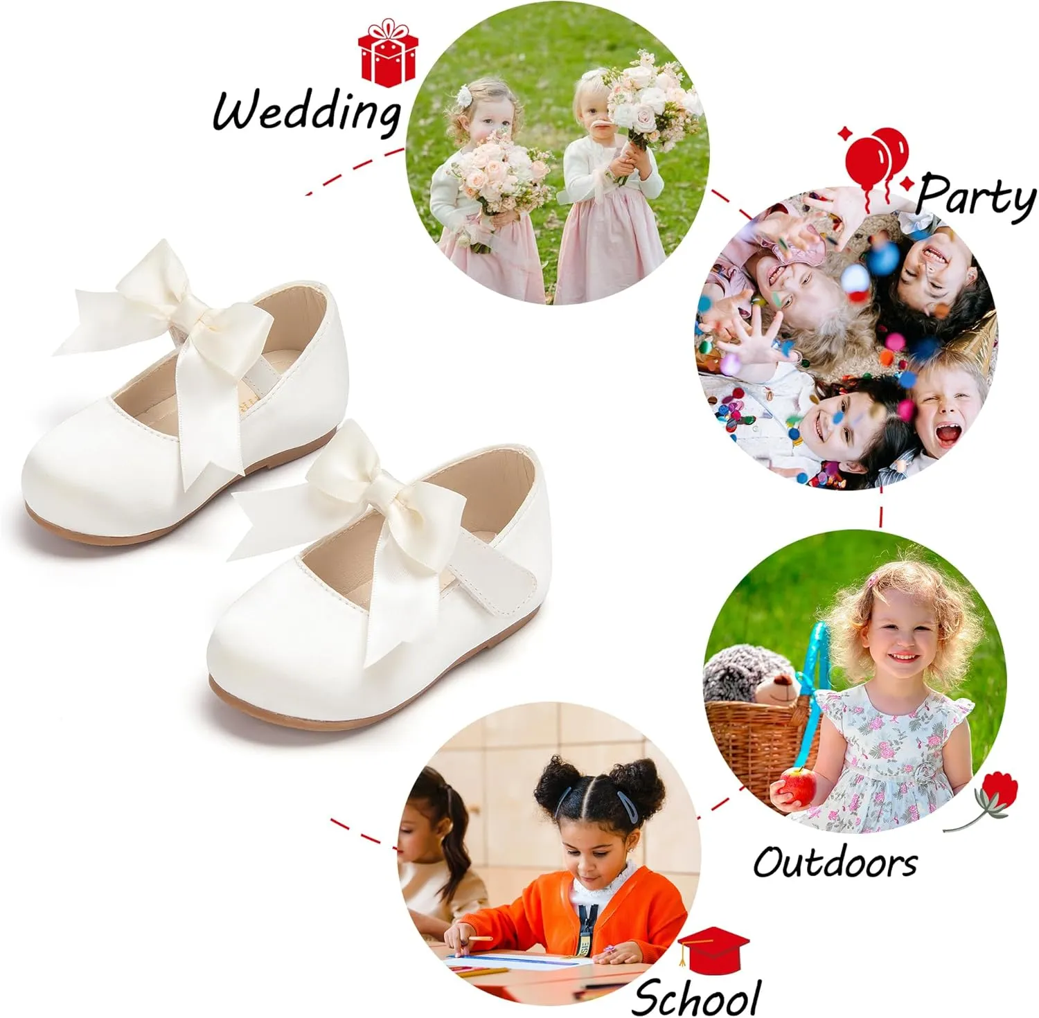 Tollder Girl Dress Shoes - Little Girl Ballet Flats for Wedding Party