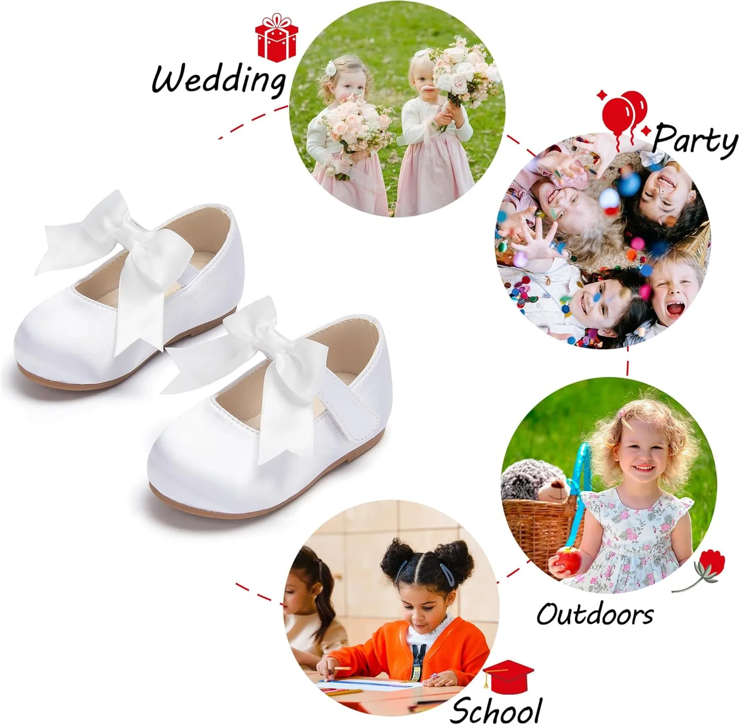 Tollder Girl Dress Shoes - Little Girl Ballet Flats for Wedding Party