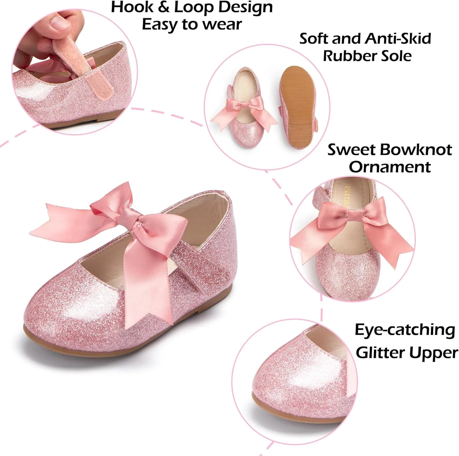 Tollder Girl Dress Shoes - Little Girl Ballet Flats for Wedding Party