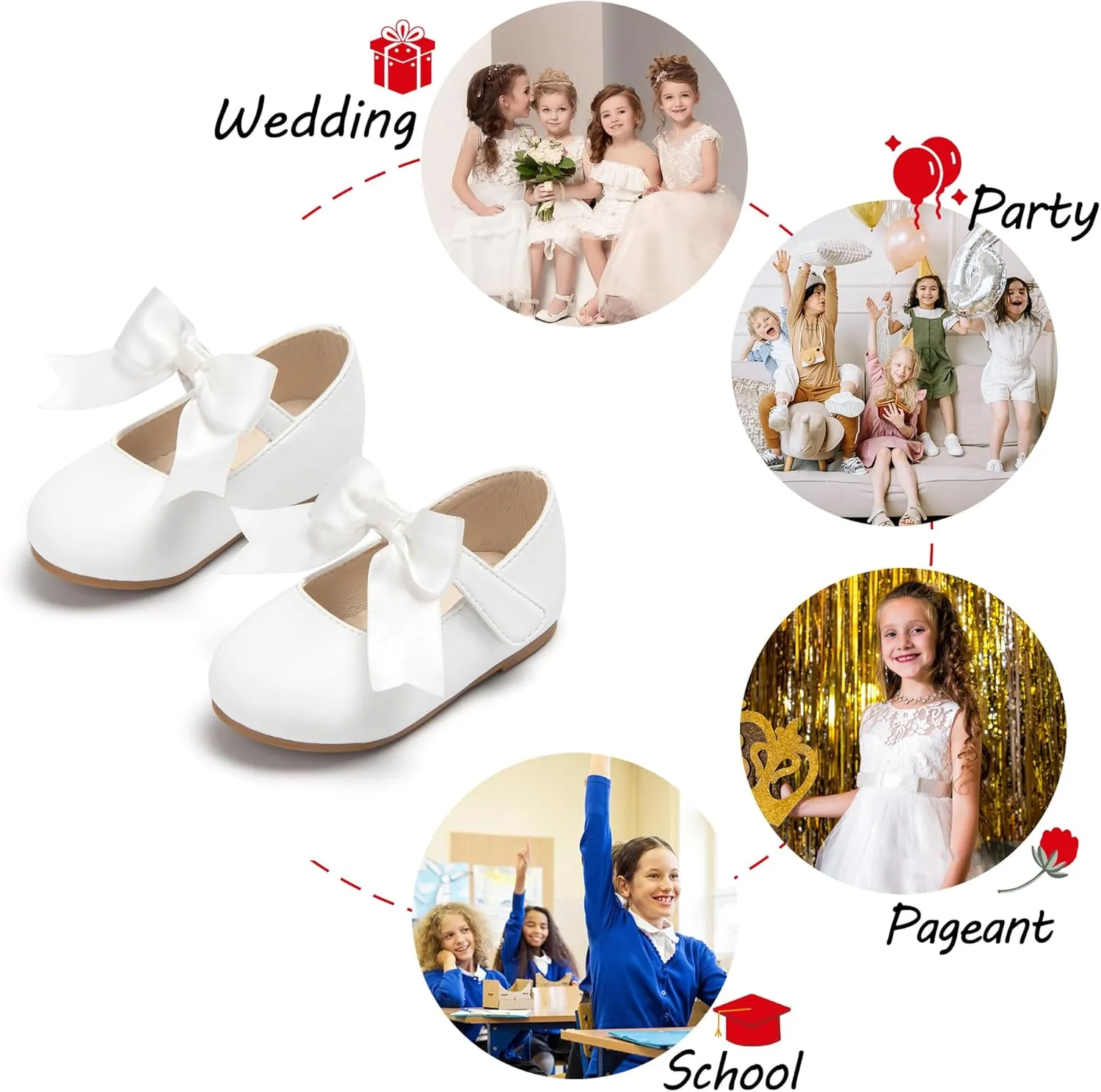 Tollder Girl Dress Shoes - Little Girl Ballet Flats for Wedding Party