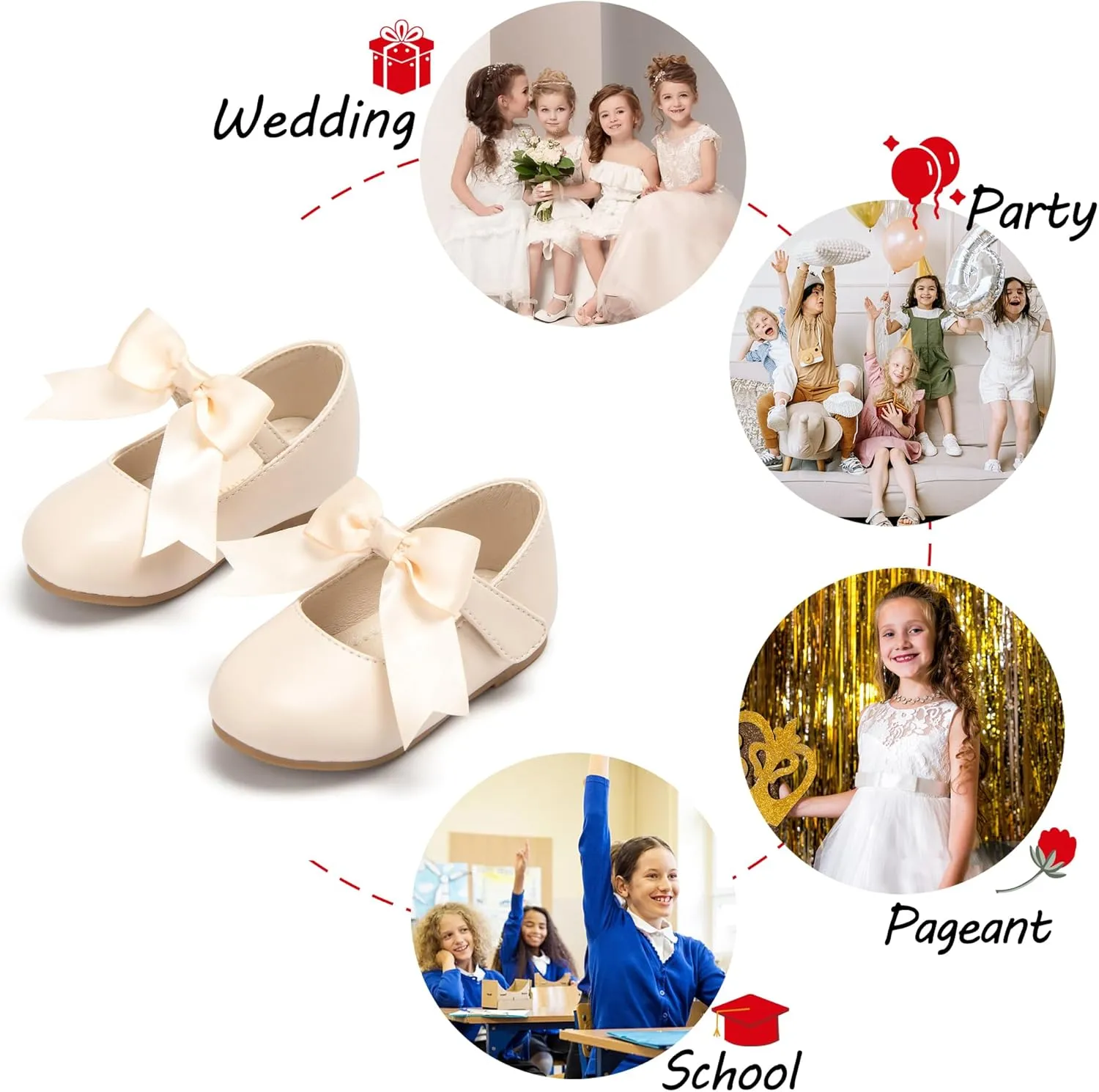 Tollder Girl Dress Shoes - Little Girl Ballet Flats for Wedding Party