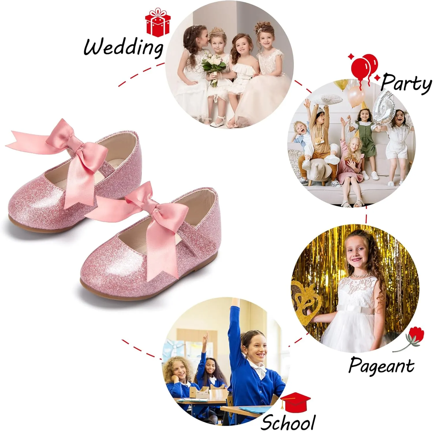 Tollder Girl Dress Shoes - Little Girl Ballet Flats for Wedding Party