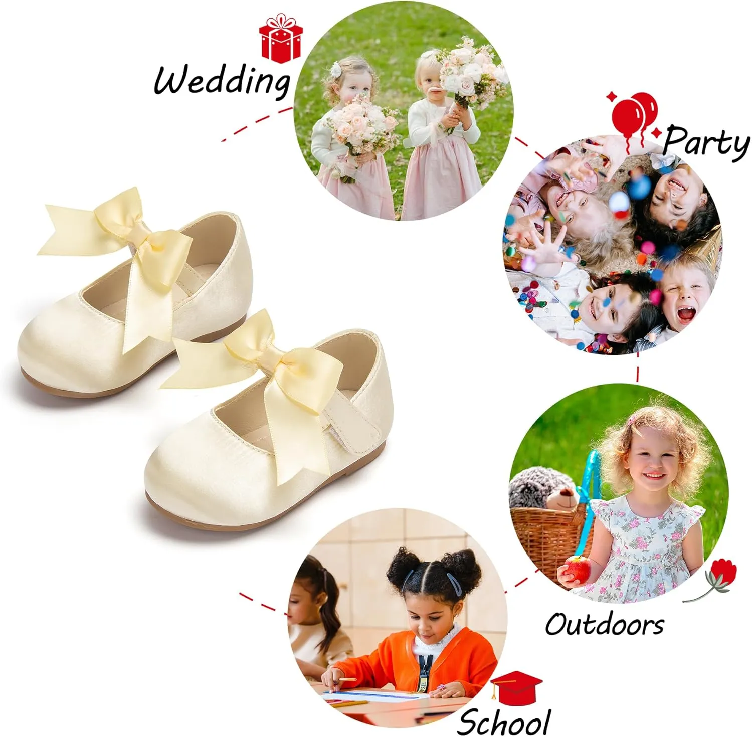 Tollder Girl Dress Shoes - Little Girl Ballet Flats for Wedding Party