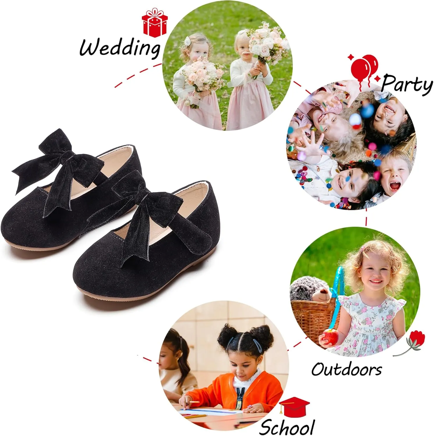 Tollder Girl Dress Shoes - Little Girl Ballet Flats for Wedding Party