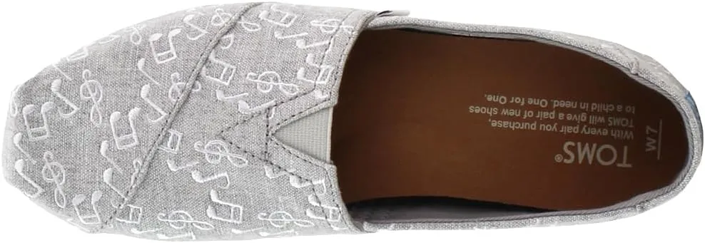 TOMS Womens Alpargata Classic Graphic Slip On Flats Casual - Grey