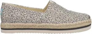 TOMS Womens Alpargata Platform Rope Leopard Slip On Flats Casual - Brown, Off White