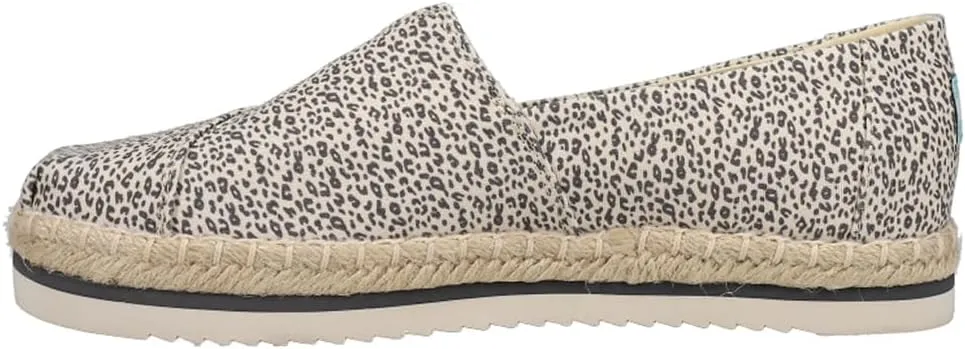 TOMS Womens Alpargata Platform Rope Leopard Slip On Flats Casual - Brown, Off White