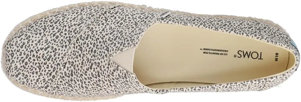 TOMS Womens Alpargata Platform Rope Leopard Slip On Flats Casual - Brown, Off White