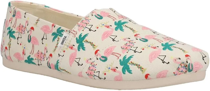 TOMS Womens Belmont Graphic Slip On Flats Casual - Green, Off White, Pink
