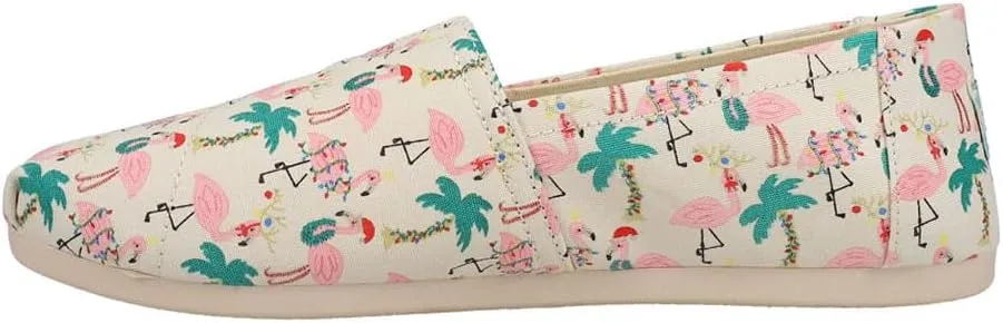 TOMS Womens Belmont Graphic Slip On Flats Casual - Green, Off White, Pink