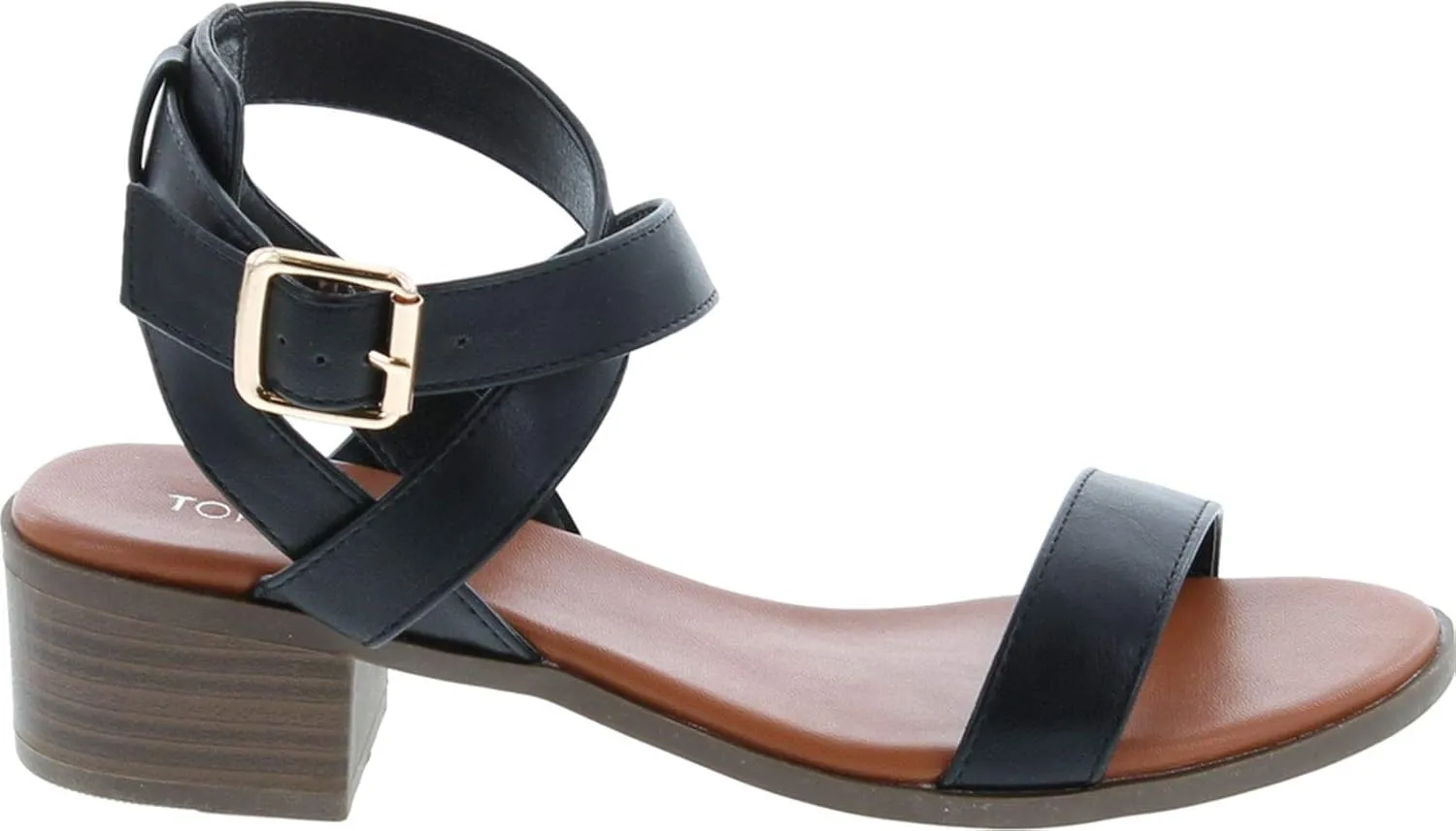 TOP Moda Vision-75 Women's Ankle Wrap Adjustable Buckle Stacked Chunky Heel Sandal