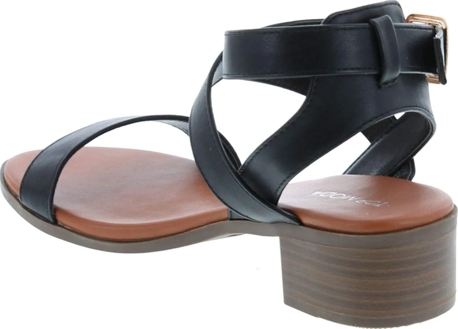 TOP Moda Vision-75 Women's Ankle Wrap Adjustable Buckle Stacked Chunky Heel Sandal