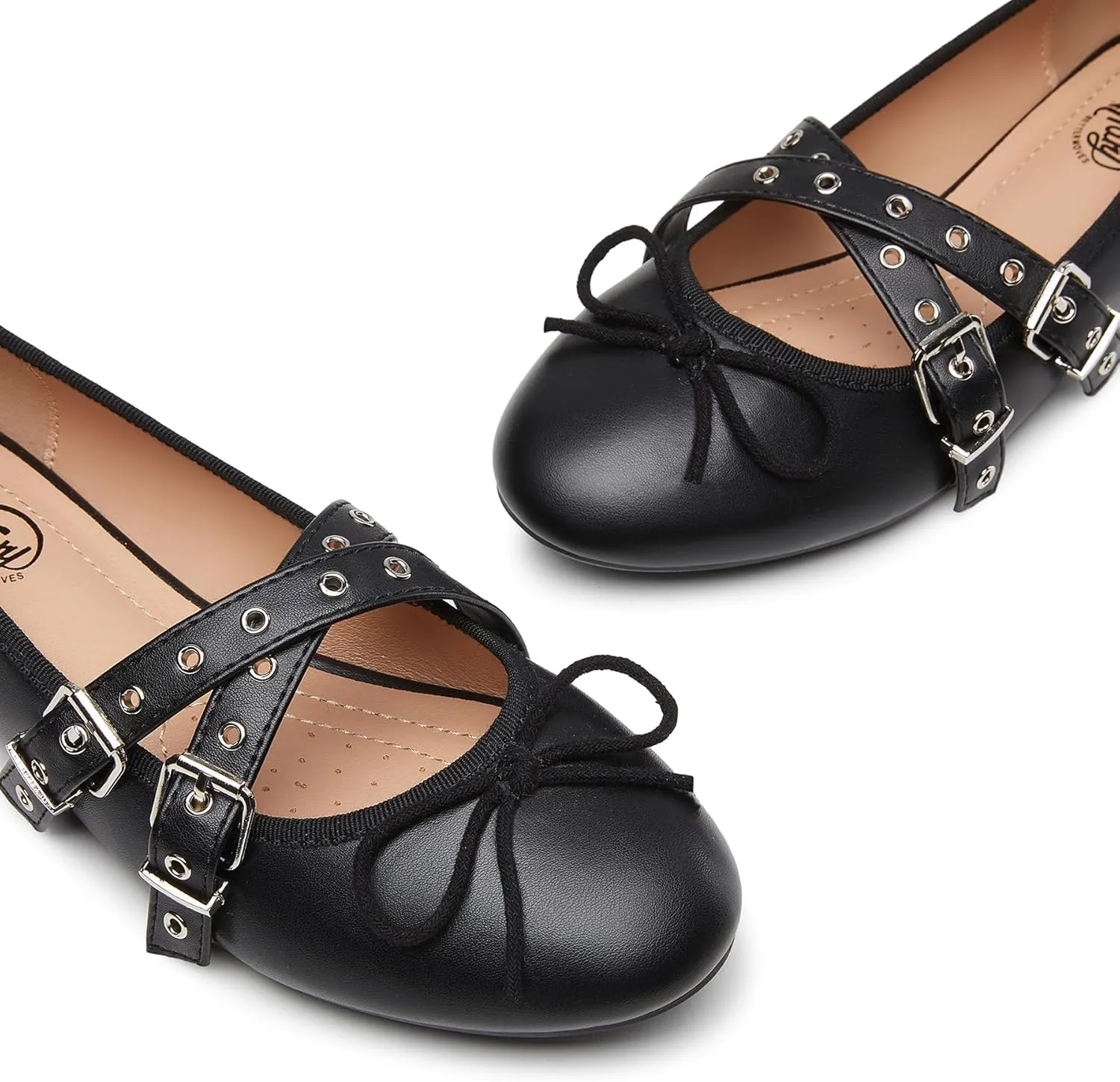 Trary Women's Mary Jane Shoes, Memory Foam Ballet Flats, Black