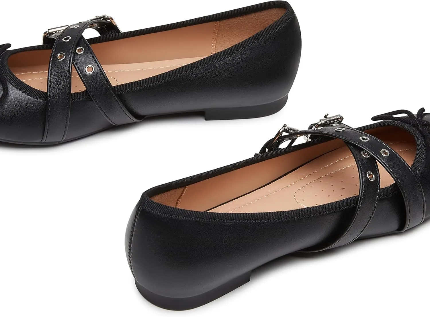 Trary Women's Mary Jane Shoes, Memory Foam Ballet Flats, Black