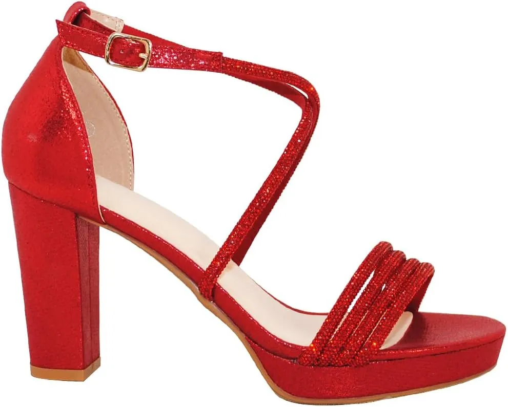 TRENDSUP Women's Hi-Chunk High Heel Pump Sandals