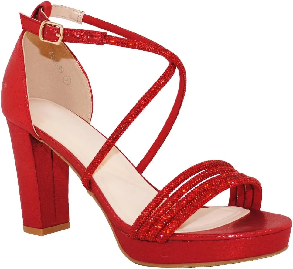 TRENDSUP Women's Hi-Chunk High Heel Pump Sandals