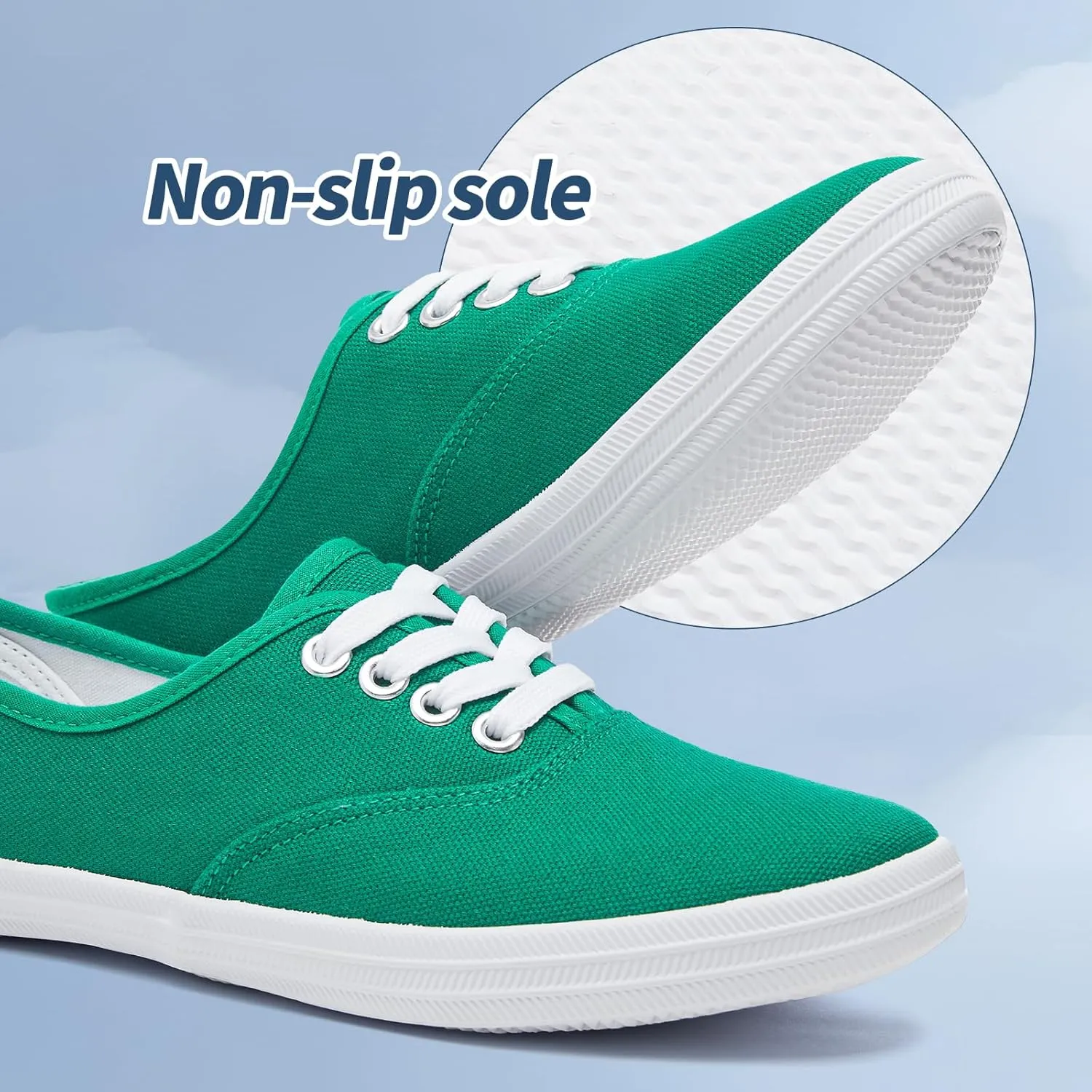 TUOPIN Womens White Canvas Sneakers Low Top Lace-up Canvas Shoes Lightweight Casual Tennis Shoes