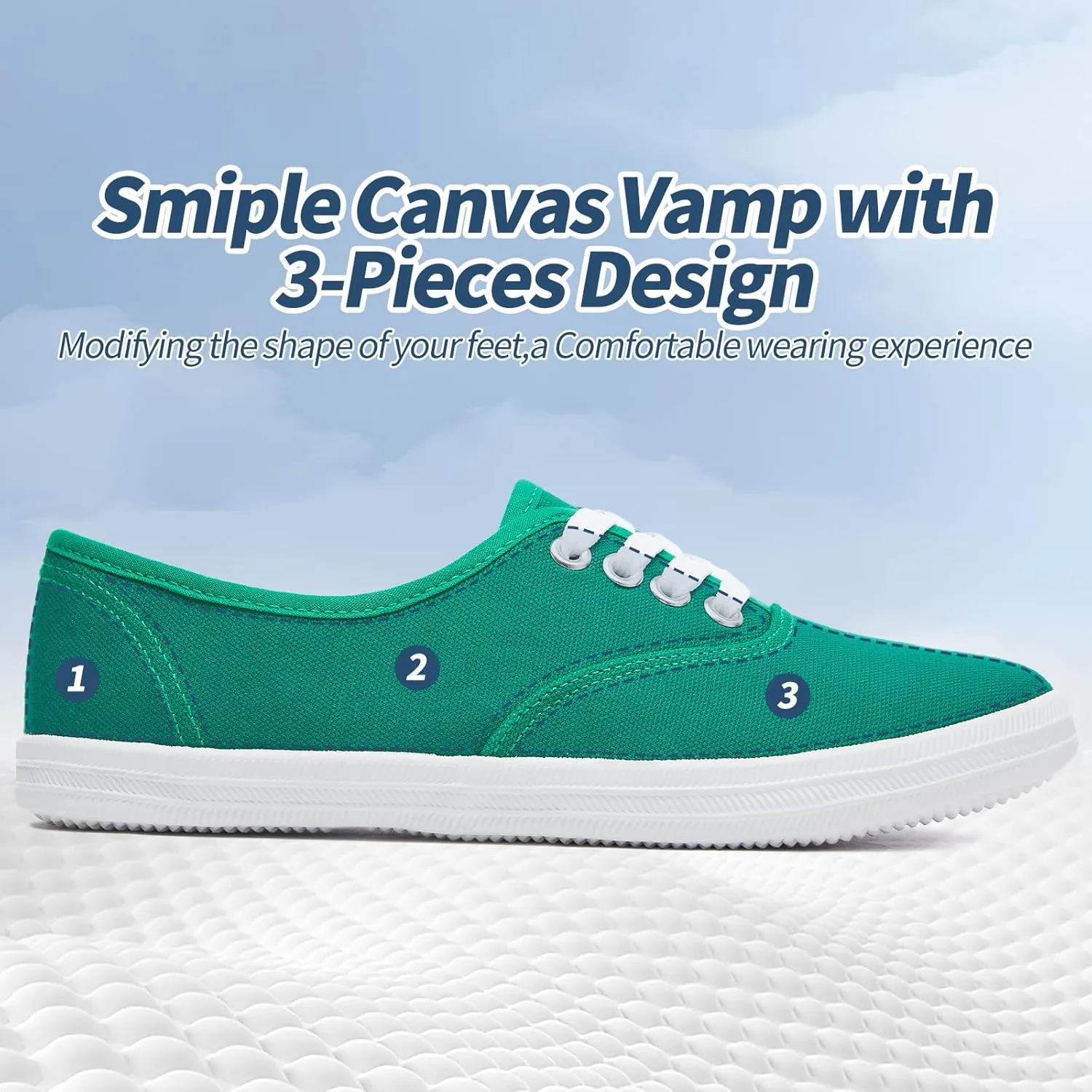 TUOPIN Womens White Canvas Sneakers Low Top Lace-up Canvas Shoes Lightweight Casual Tennis Shoes