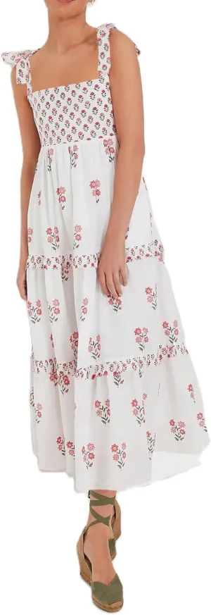 UAURORAO Women Boho Floral Maxi Dress Tie Shoulder Smocked Tiered Long Dress Flowy Striped Color Block Swing Sundress