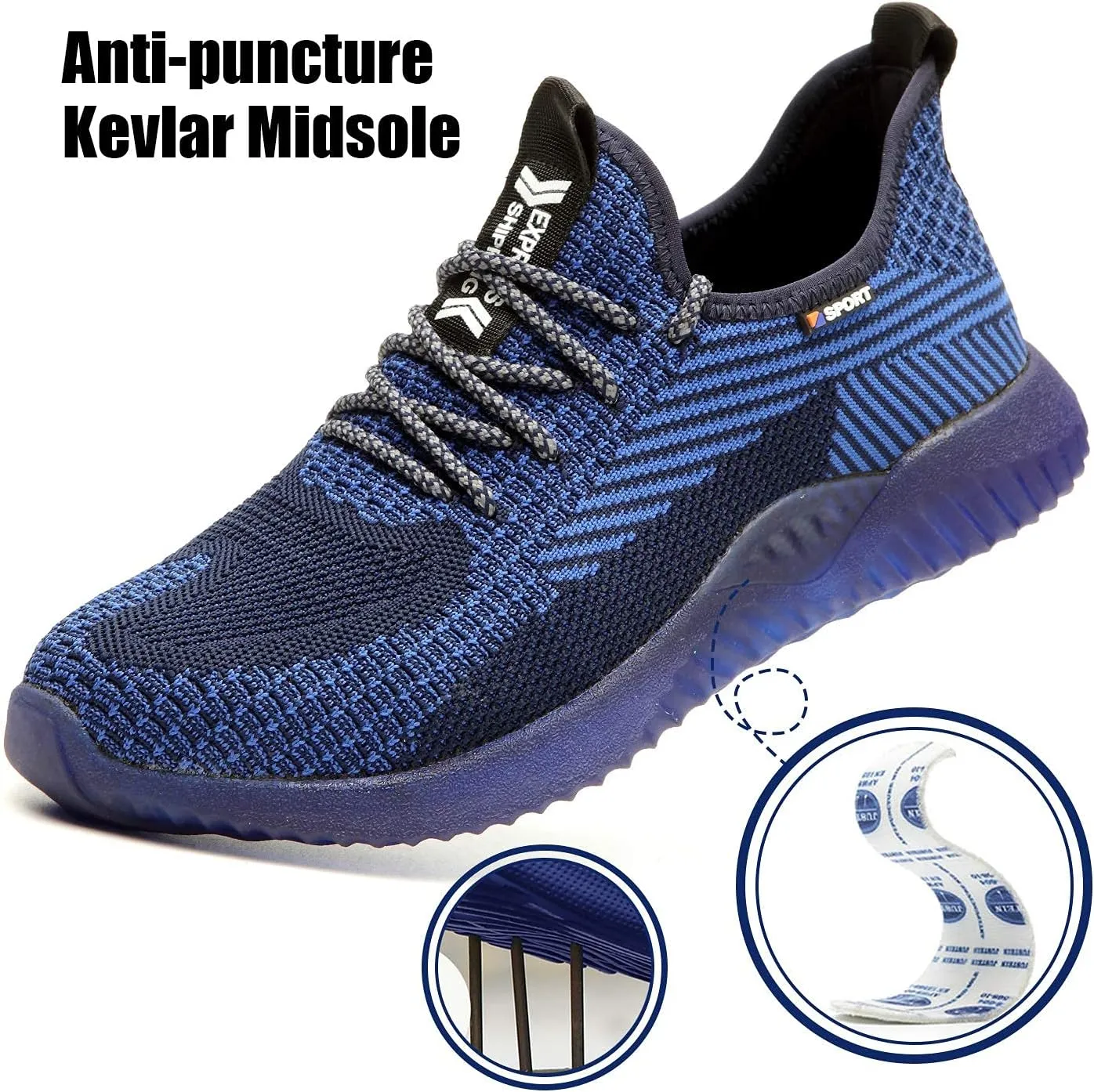 UCAYALI Men's Women's Safety Shoes Steel Toe Work Sneakers Breathable Lightweight Construction Shoes Mesh