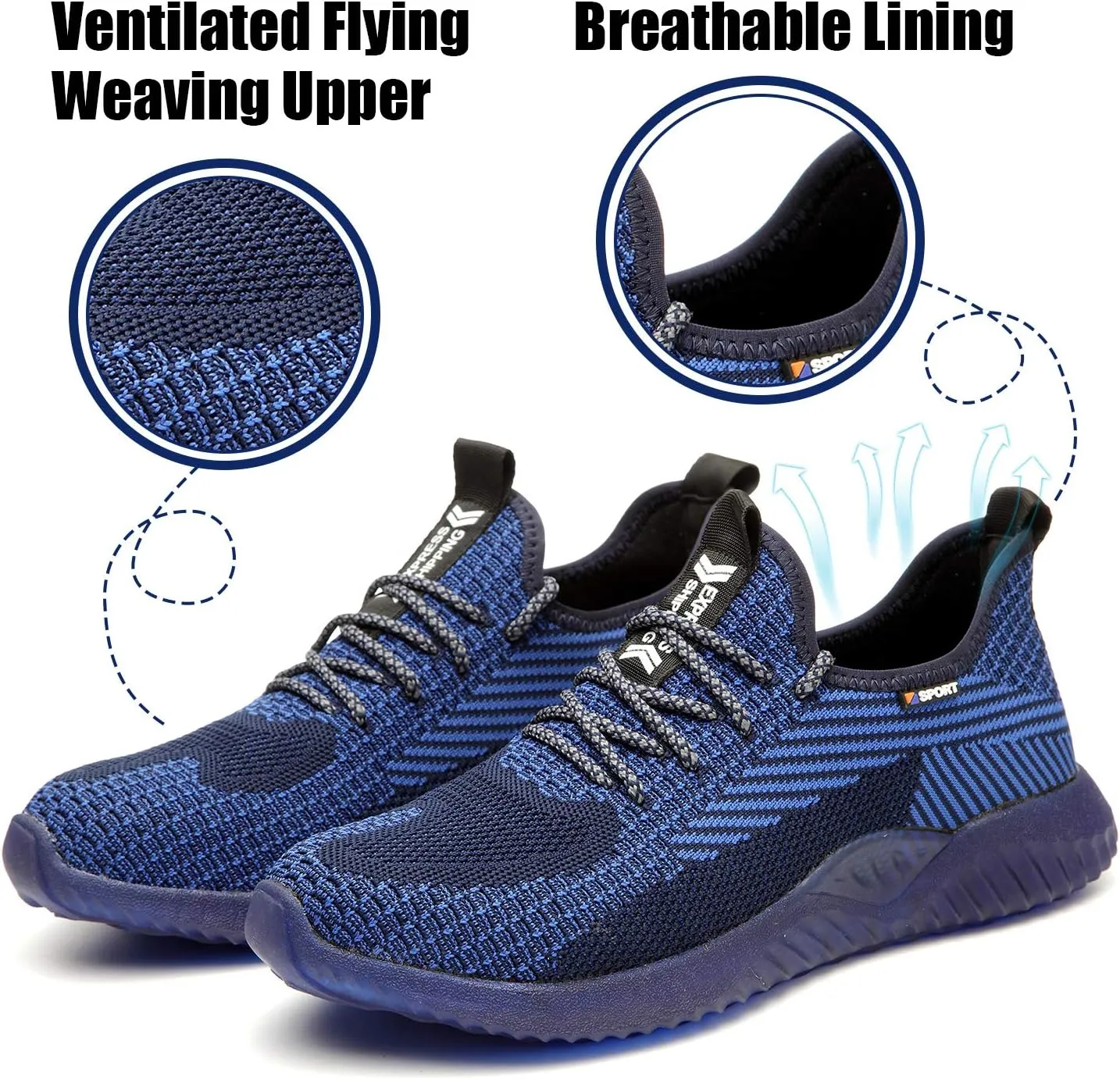 UCAYALI Men's Women's Safety Shoes Steel Toe Work Sneakers Breathable Lightweight Construction Shoes Mesh