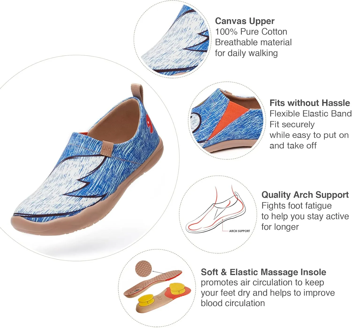 UIN Women's Art Painted Travel Shoes Slip On Casual Knit Loafers Lightweight Comfort Fashion Sneaker Constellation Toledo Ⅰ