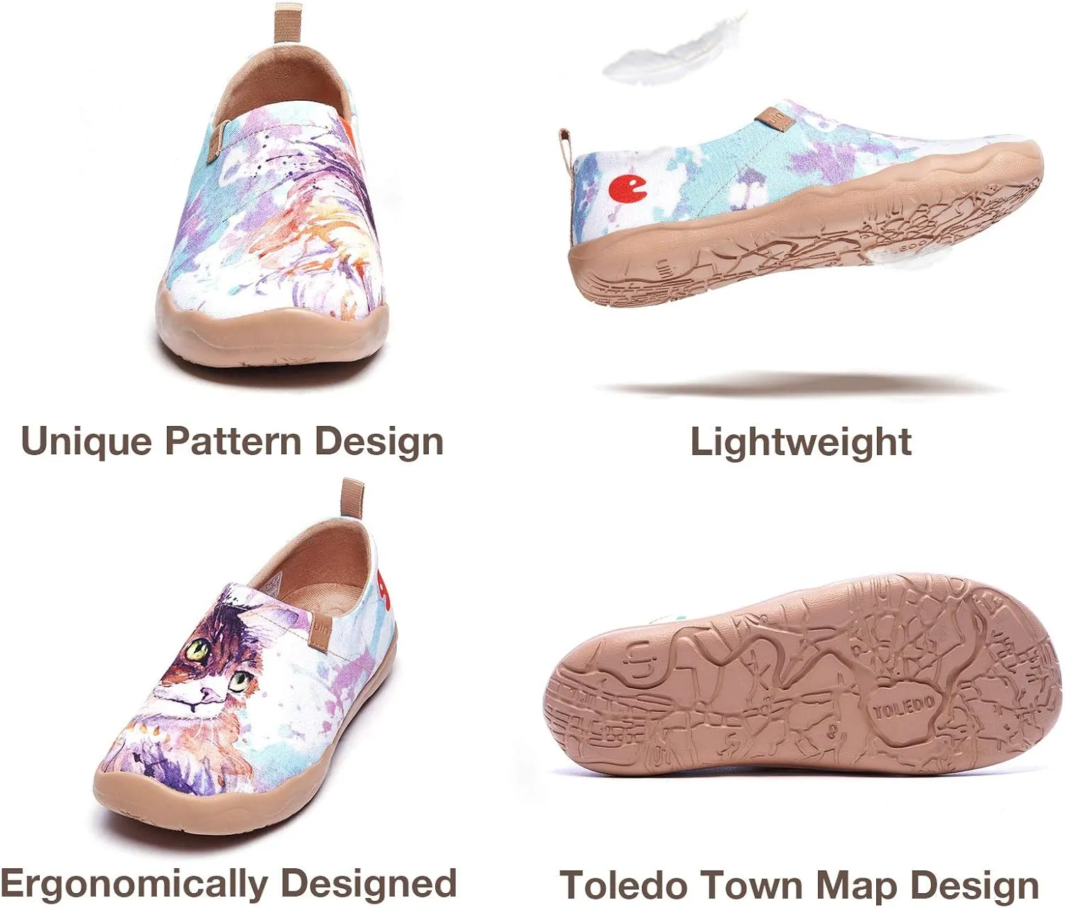 UIN Women's Artistic Cute Pets Design Slip-On Shoes Fun Comfortable Casual Flats Lightweight Everyday Loafers Footwear