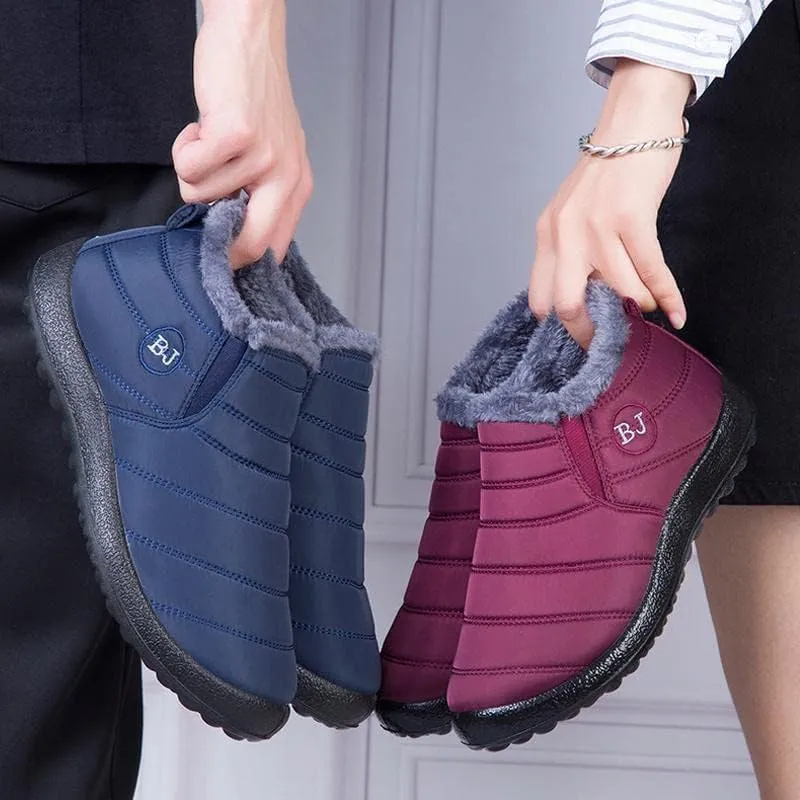 Unisex Snow Boots Men and Women's Winter Ankle Boots Ladies Waterproof Slip On Warm Fur Lined Booties Thickening Shoes Outdoor Bootie